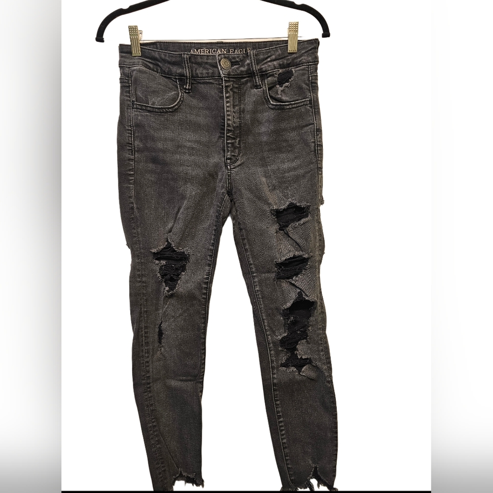 American Eagle Outfitters Black Distressed Skinny Jeans